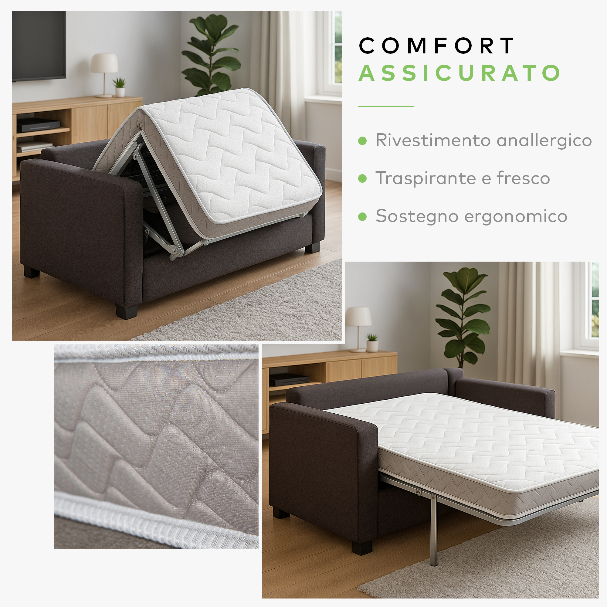 Materasso per divano letto alto 12 o 14 cm DAYBED - 3