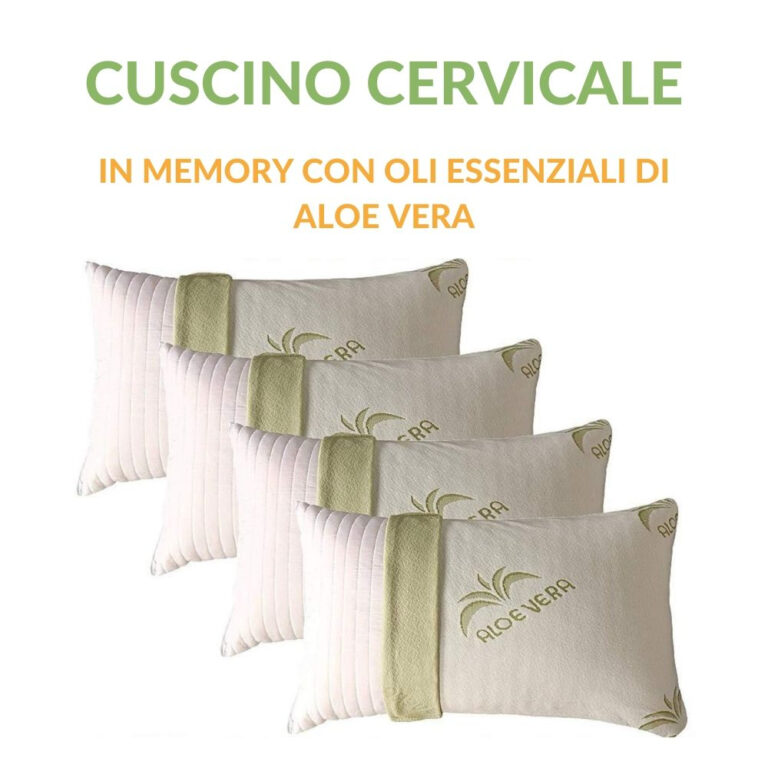 COPPIA CUSCINI FIOCCO MEMORY FOAM FODERA ALOE VERA - 4