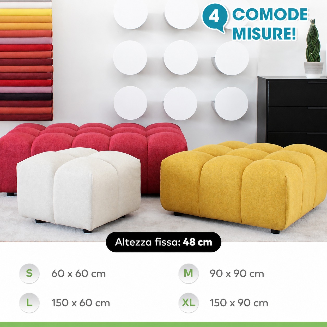 Pouf poggiapiedi con bombature morbide, Pouf Rubiq - 0