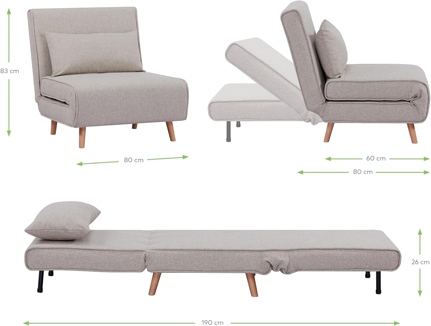 Poltrona Letto trasformabile, Divanetto clic clac Singolo | Foldy - 2