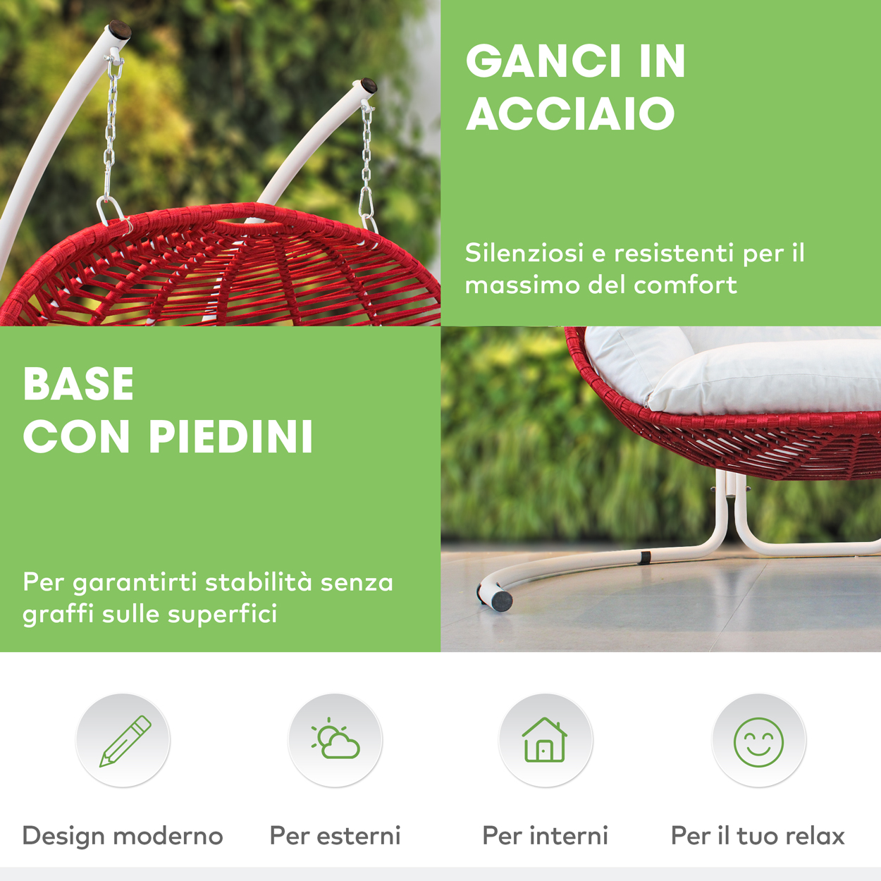 Sedia a Dondolo Ovetto Poltrona Sospesa AutoPortante – Ischia - 5