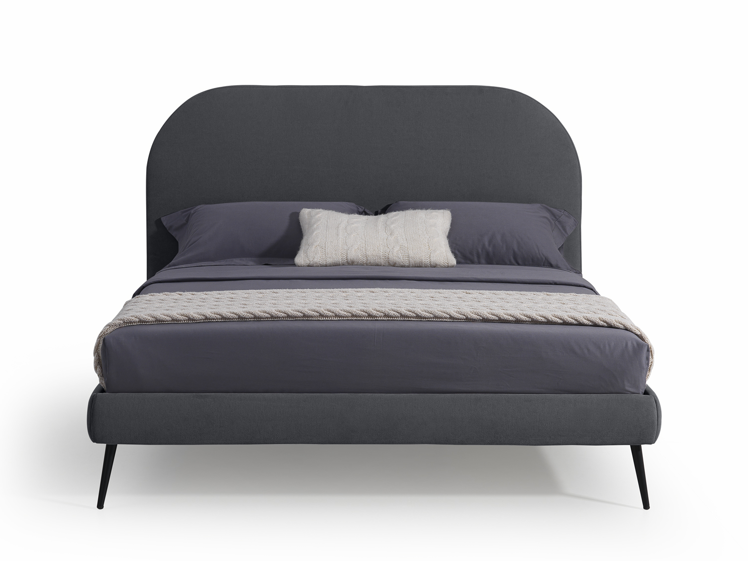 Letto Matrimoniale in Tessuto Imbottito SYDNEY Grigio scuro