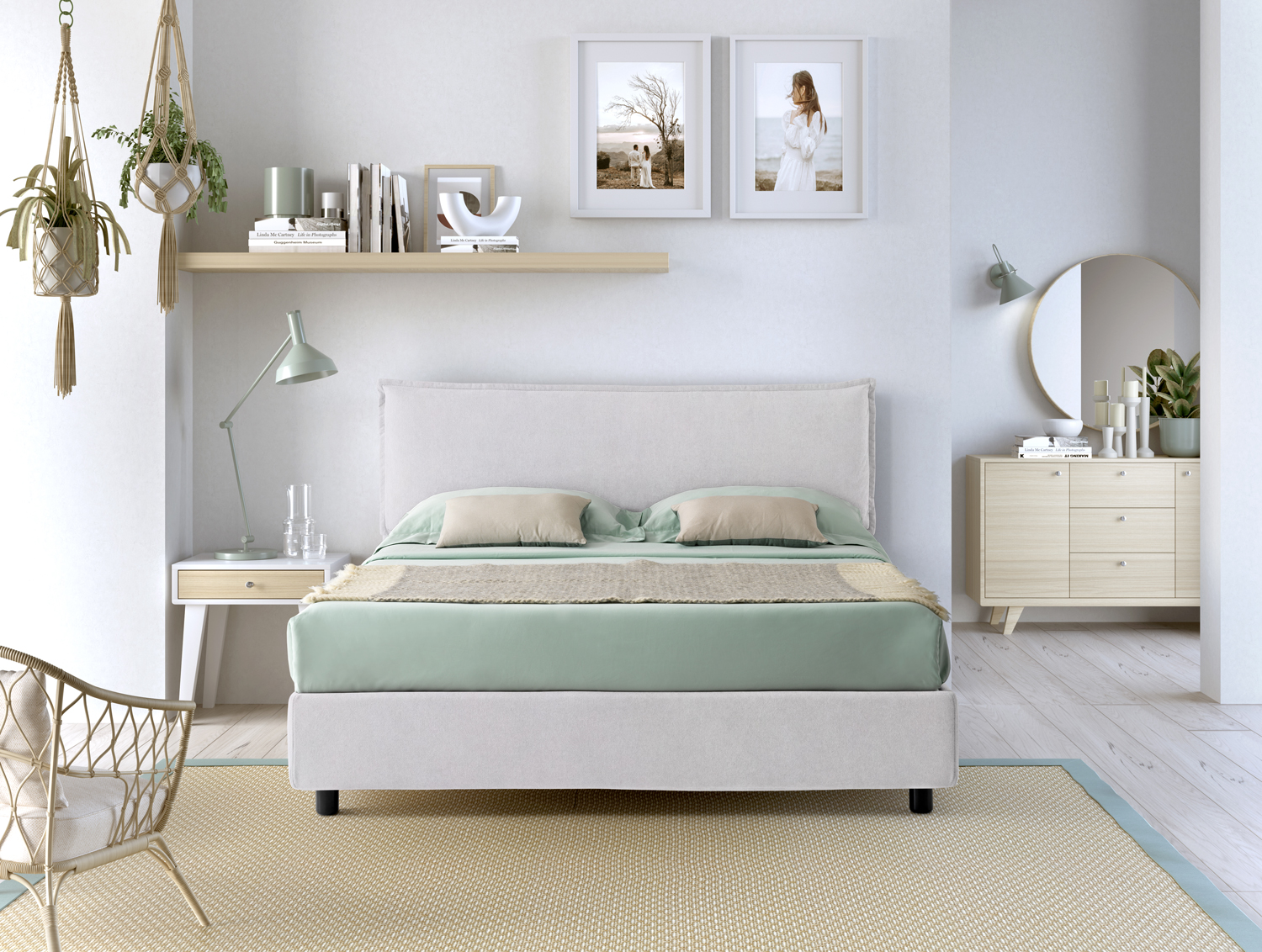 Letto King Size 180x200 Contenitore ARLES Bianco ghiaccio