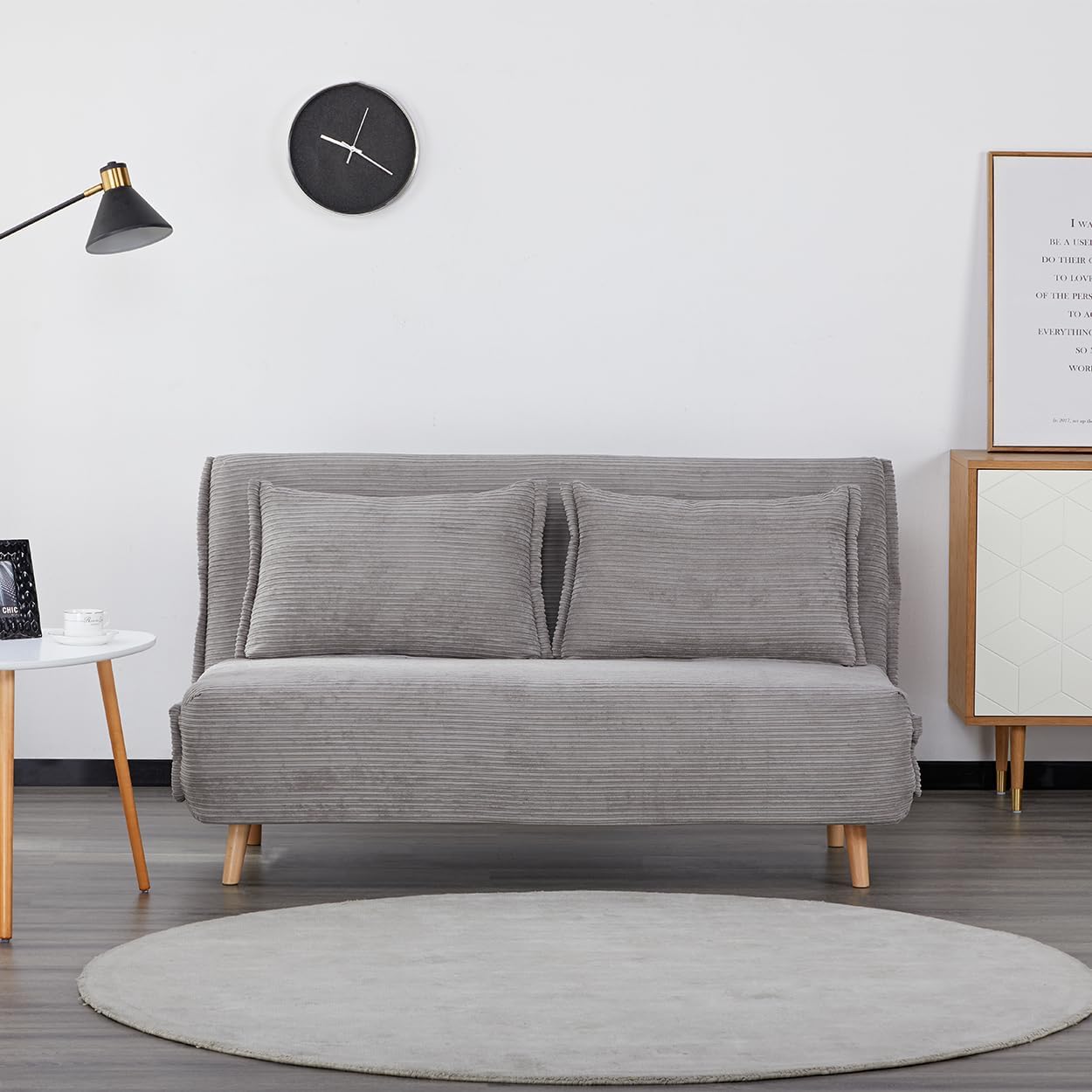Divanetto Clic Clac VELVET Grigio Tre posti 160Cm