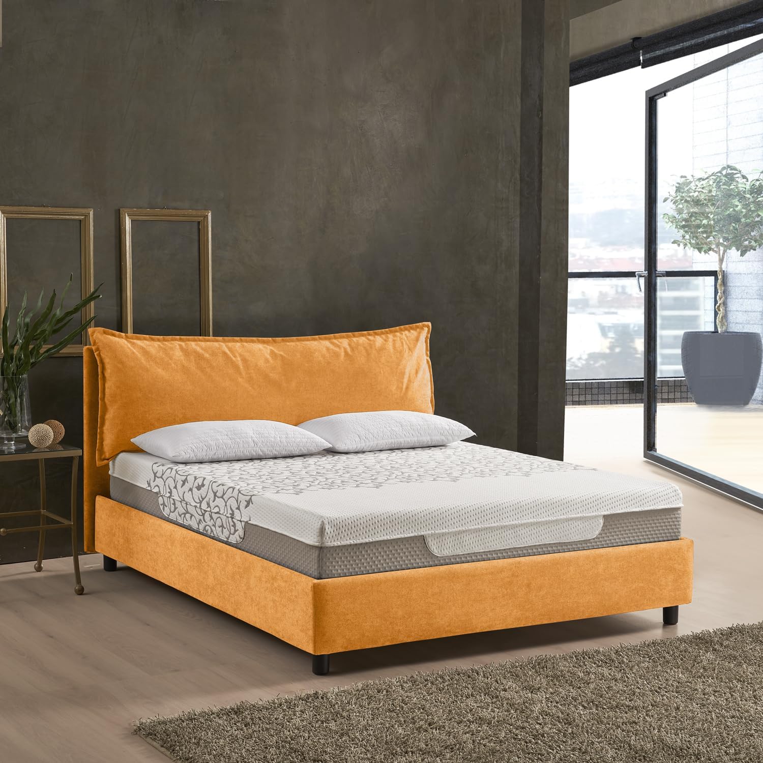 Letto Matrimoniale Contenitore ARLES Ocra