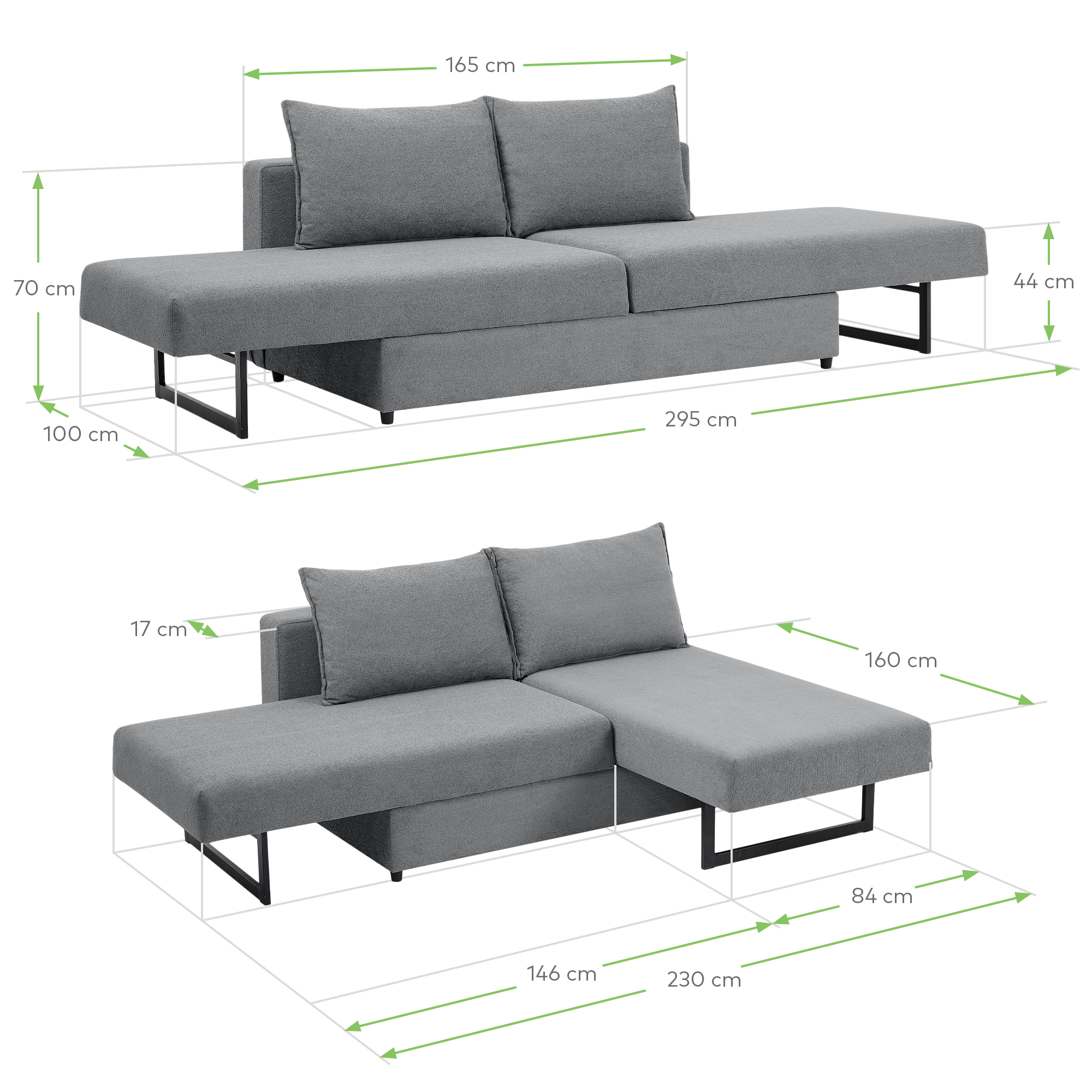 Divano letto chaise longue 3 posti | Angélique - 7
